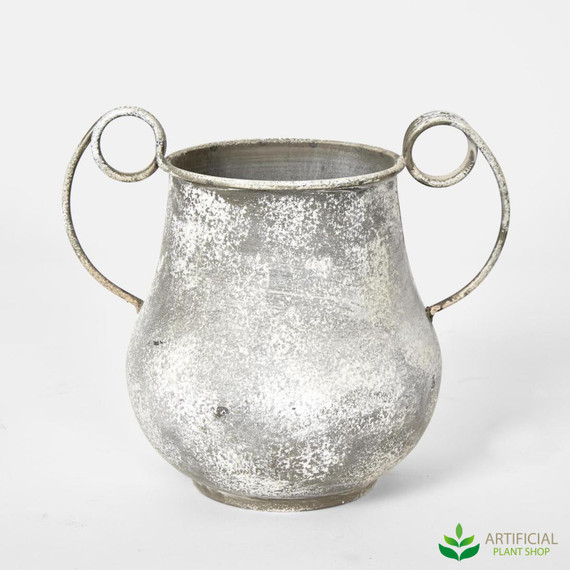 aged tin roman accent vessel 18cm
