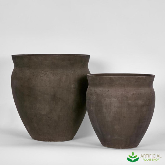 earth brown eco-cement landis planter set of 2