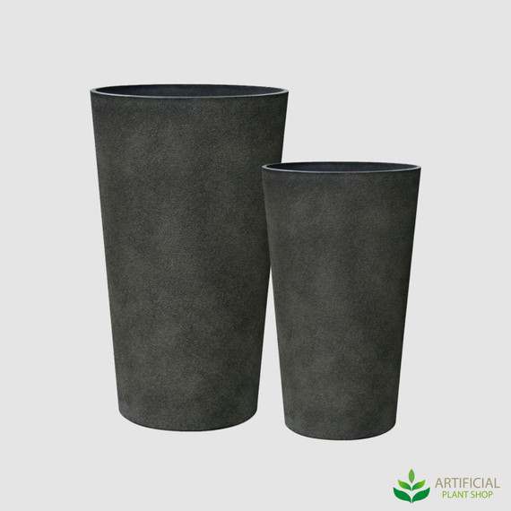 fake tall black conical planter set of 2