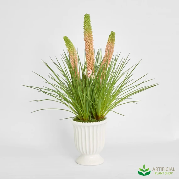 artificial pink foxtail arrangement in white urn 1.1m