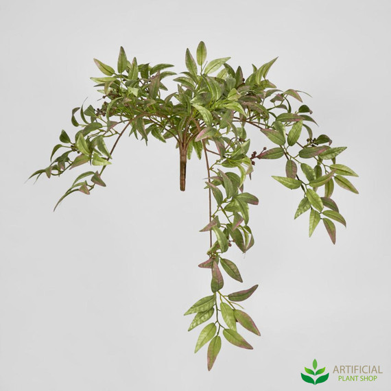 artificial ruscus hanging bush with berries 83cm