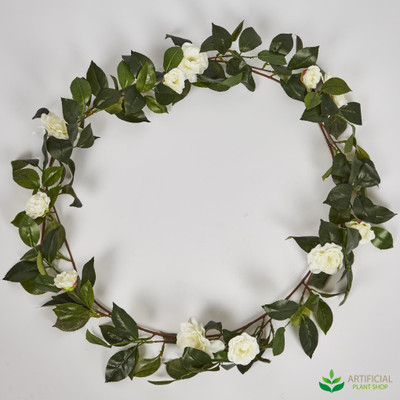 artificial white camellia garland