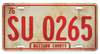 SU 0265 License Plate (Cooter’s Red, White & Blue Tow Truck)