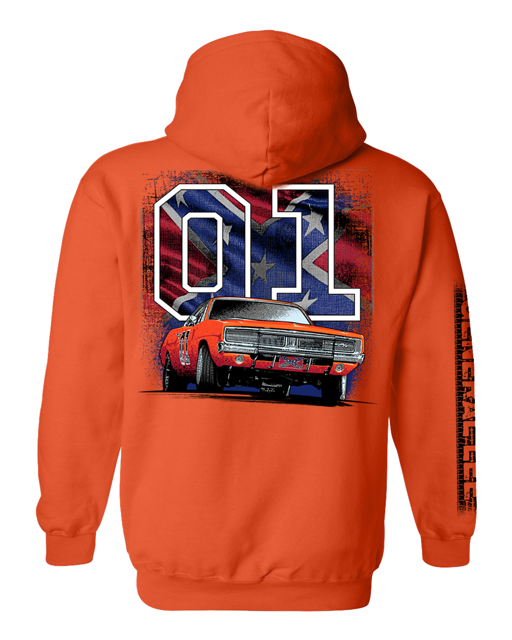 General Lee with Rebel Flag Pullover Hoodie