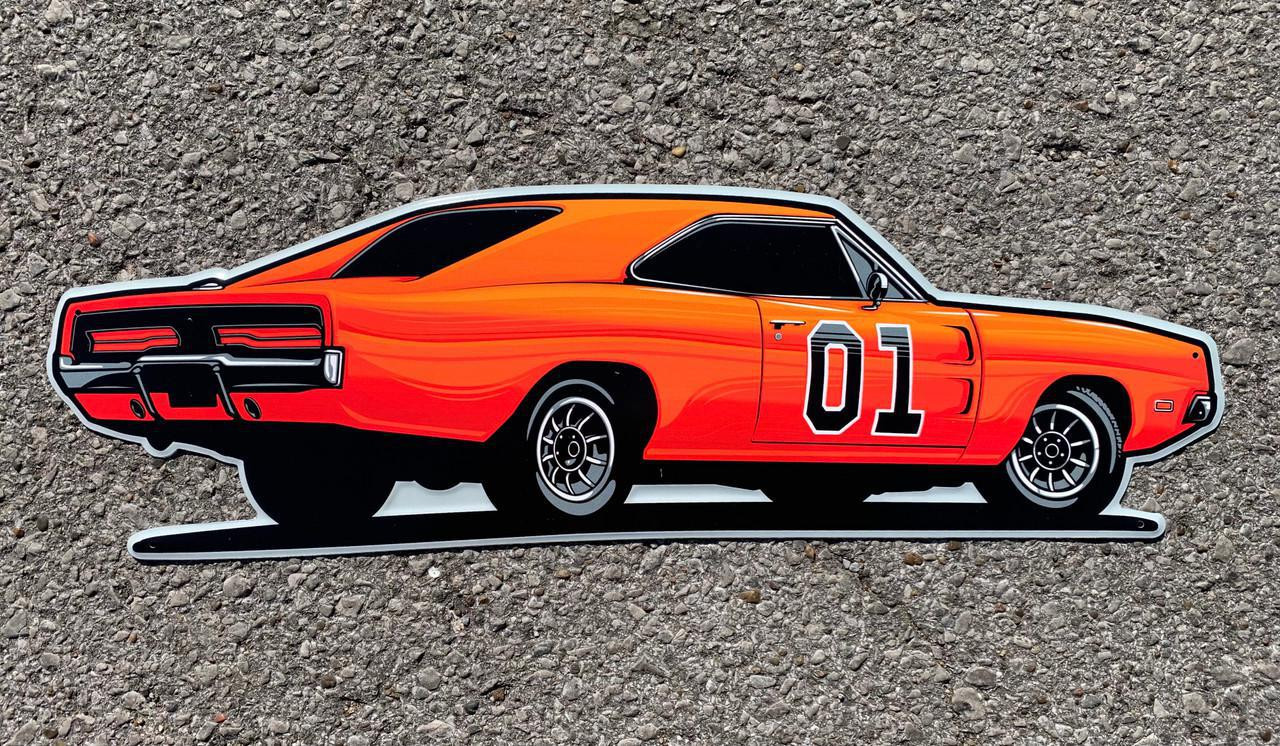 General Lee Die-Cut Metal Sign (Side View) - Cooter's Place