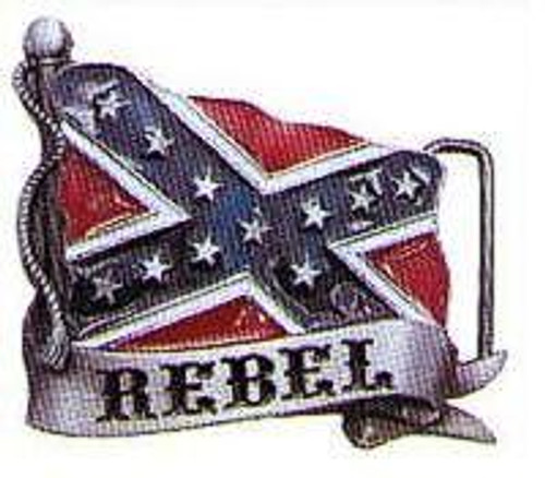 Flag With Rebel Confederate Belt Buckle