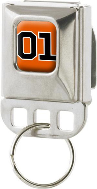 Metal Keychain Holder Orange 01 SeatBelt Style
