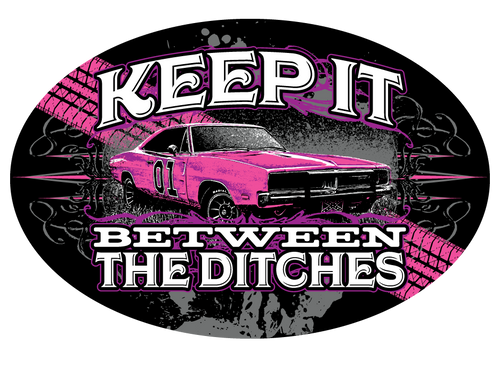 Sticker Keep It Between The Ditches Black/Pink Oval
