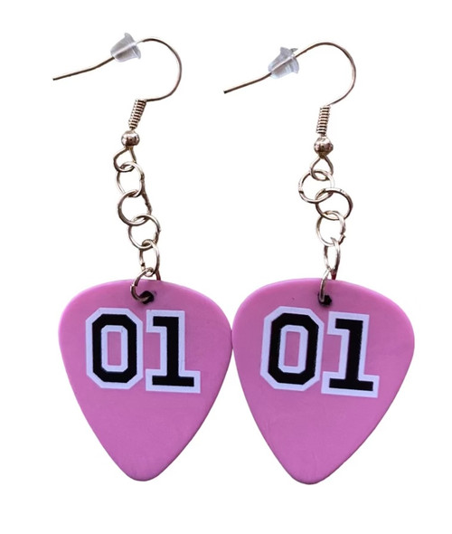 Pink 01 Guitar Pick Earrings