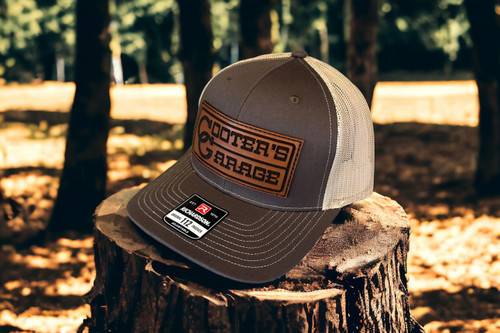 Cooter's Garage Rectangle Cattle Brand Leather Patch Trucker Hat