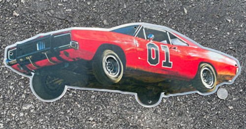 Jumping General Lee Die-Cut Metal Sign