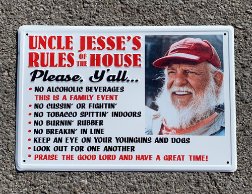 Uncle Jesse Rules of the House Metal Sign (12 X 18)