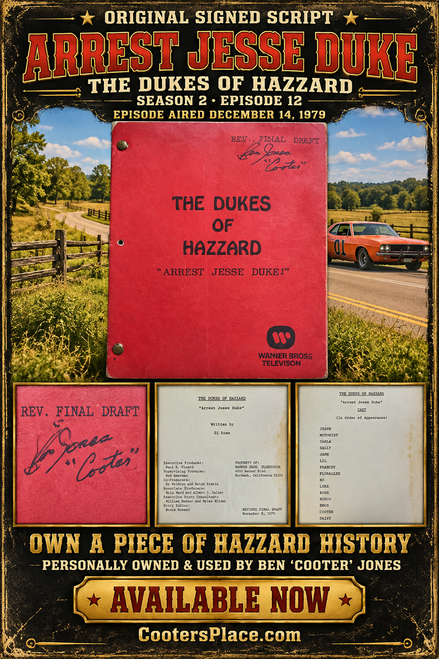 Script "Arrest Jesse Duke" - Autographed by Ben Jones