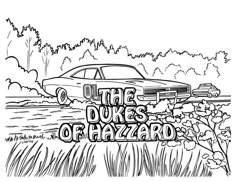 coloring page general lee country road