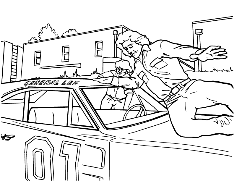 coloring page Luke Duke hood slide