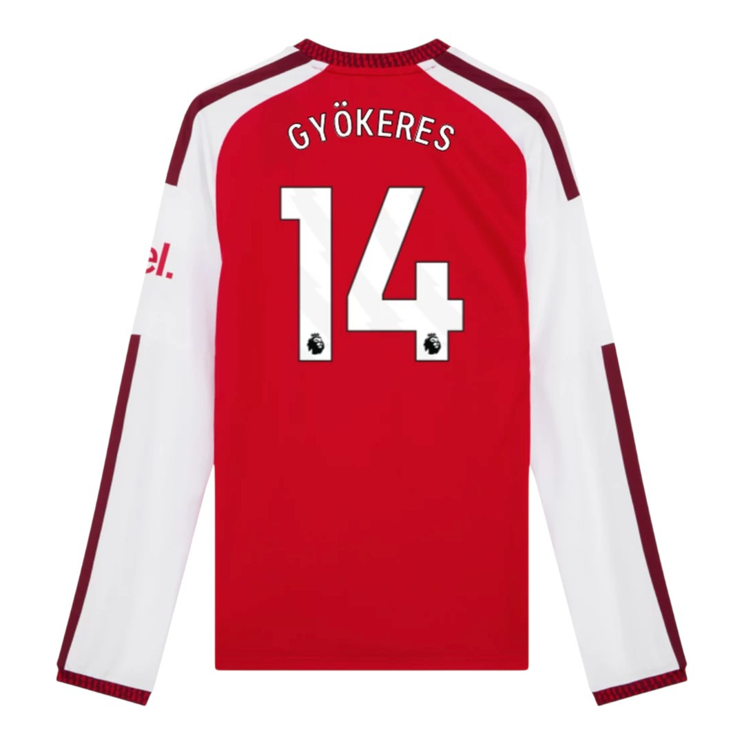 GYÖKERES #14 Arsenal 26/27 Men's Home Long Sleeve Shirt - PL Font