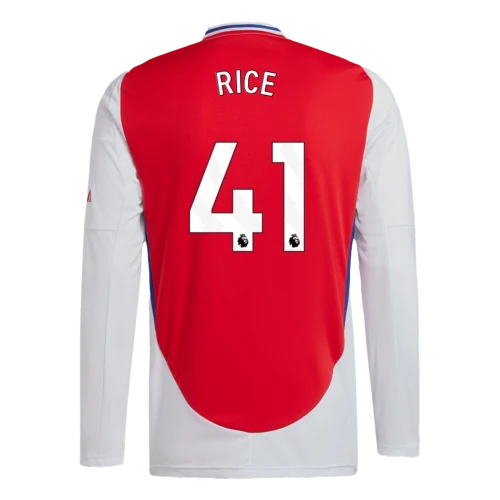 RICE #41 Arsenal 24/25 Men's Home Long Sleeve Shirt - PL Font