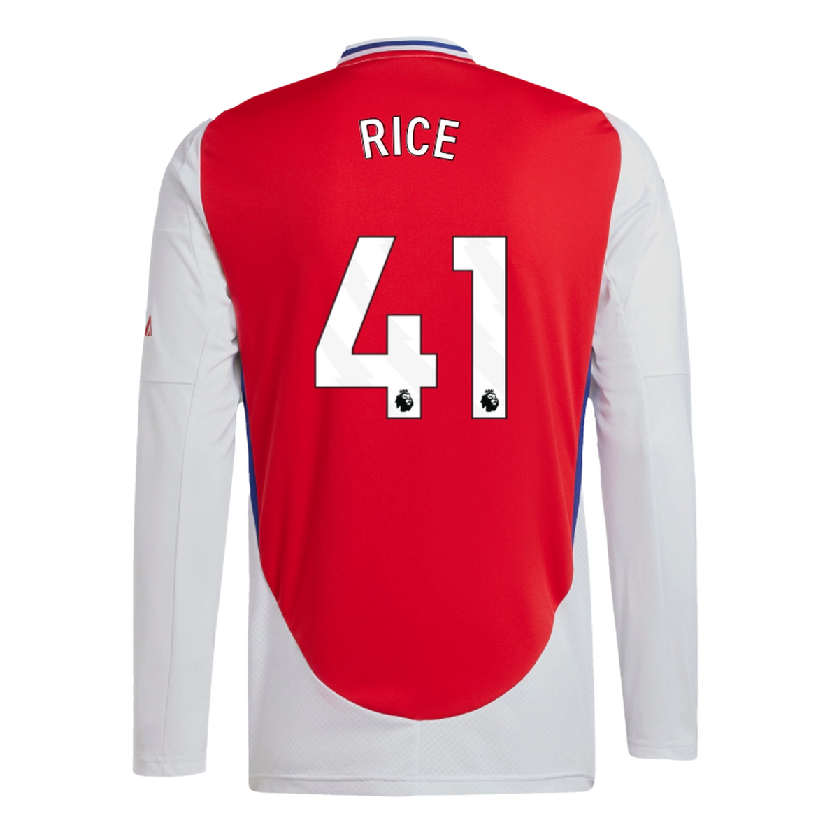 RICE #41 Arsenal 24/25 Men's Home Long Sleeve Shirt - PL Font