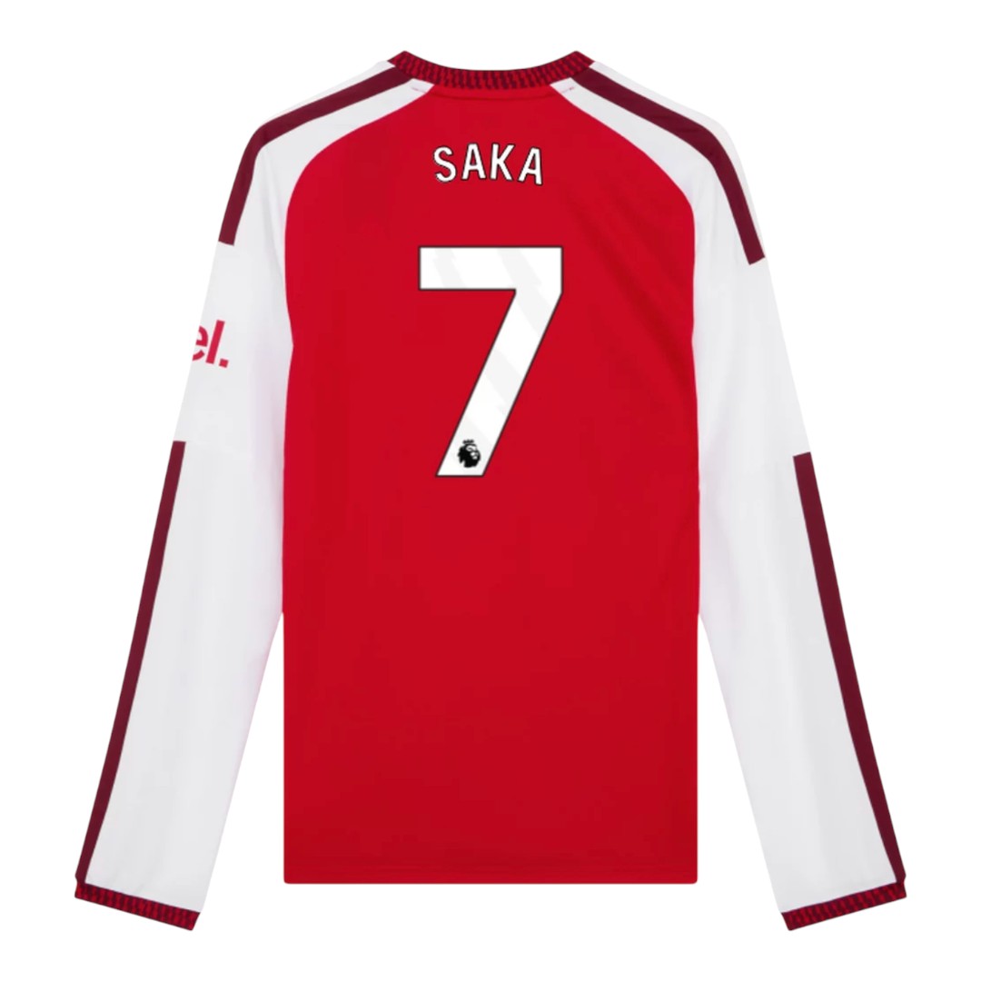 SAKA #7 Arsenal 26/27 Men's Home Long Sleeve Shirt - PL Font
