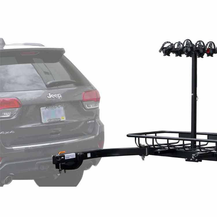 Bikegear Hitch Mount Bike Rack Storage - 4-Bike Capacity Ski & Cargo Carrier For 2" & 1.25" Hitches
