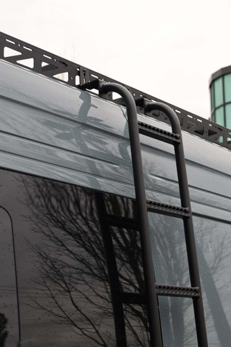 Tec Vanlife roof rack and side ladder on a high roof Sprinter
