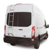 Surco 5-step ladder on a Ford Transit high roof, rear three-quarter view