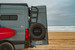 WTA tire carrier ladder with the Sprinter rear door open