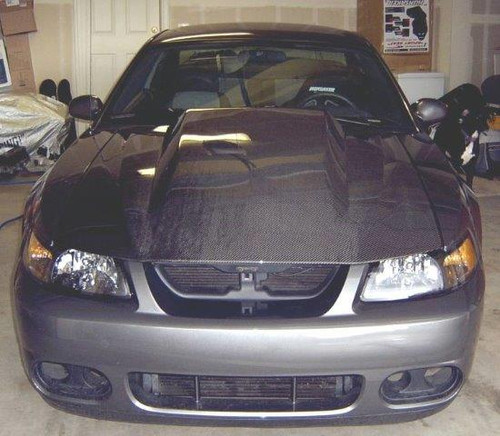 IMAGE 1 - 1999-2004 Ford Mustang Cowl Induction Style Carbon Fiber Hood by ViS Racing - 99FDMUS2DCI-010C IMAGE 1 - 1999-2004 Ford Mustang Cowl Induction Style Carbon Fiber Hood by ViS Racing - 99FDMUS2DCI-010C