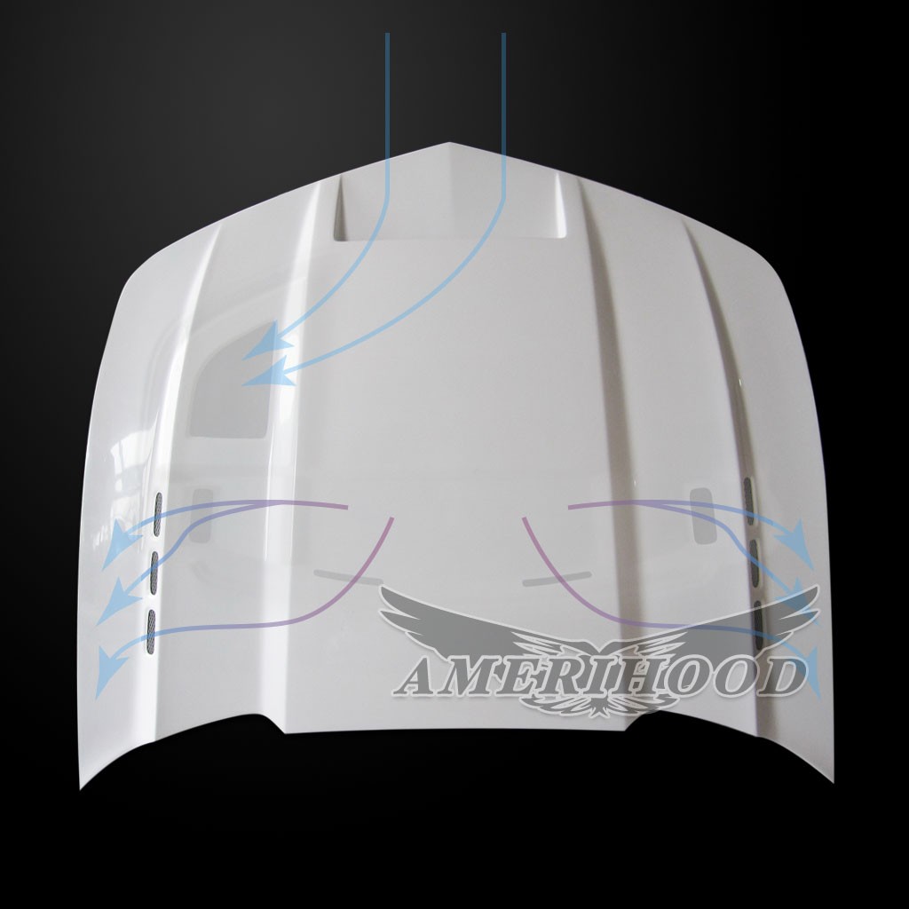 Image 3 - V6 SMS Dual-Functional Ram Air Fiberglass Hood for 2014-2015 Chevrolet Camaro by Amerihood - CCM14AHSMSFHW6