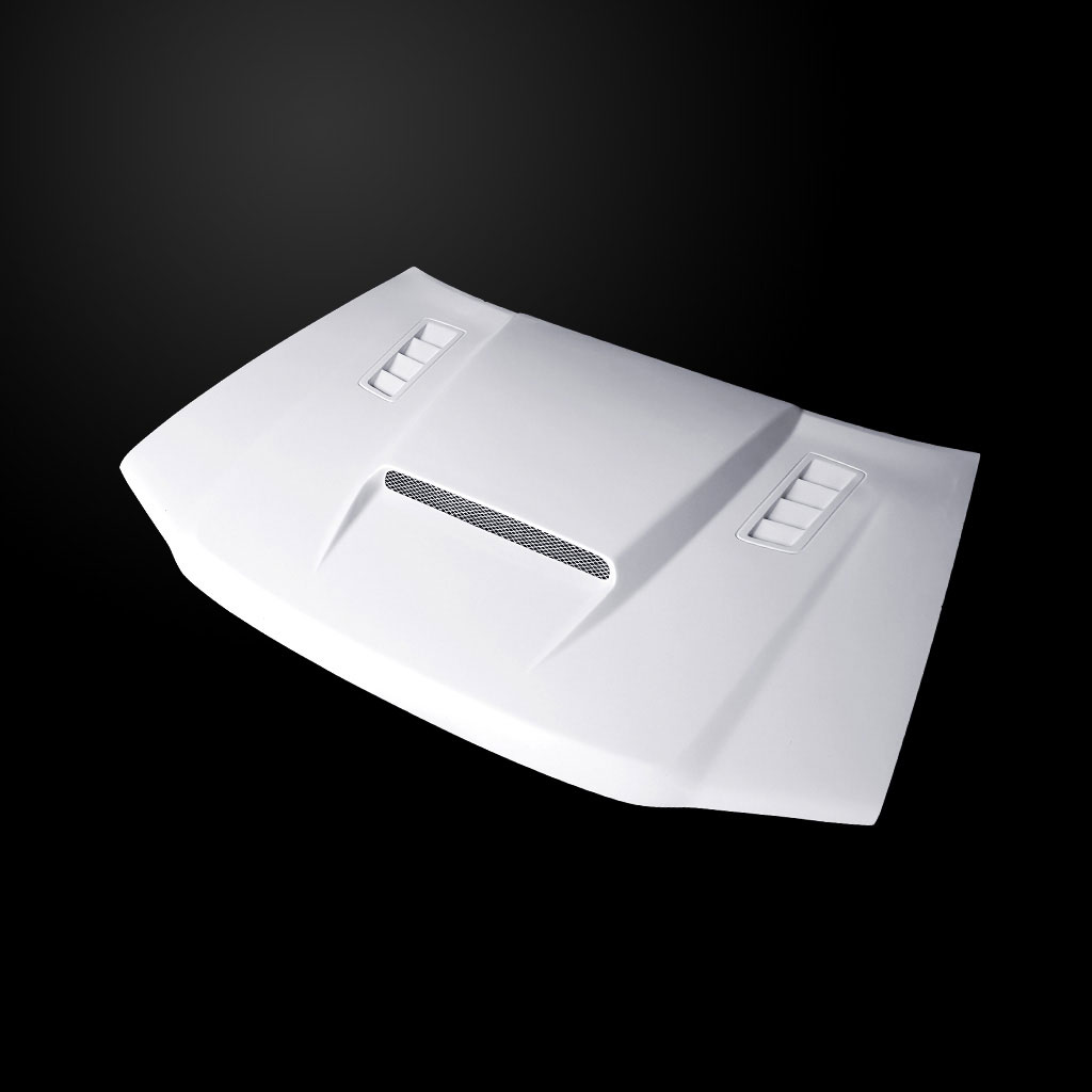 Image 1 - SMS-Style Ram-Air Functional Fiberglass Hood for 2004-2012 GMC Canyon by Amerihood - GC04AHSMSFHW