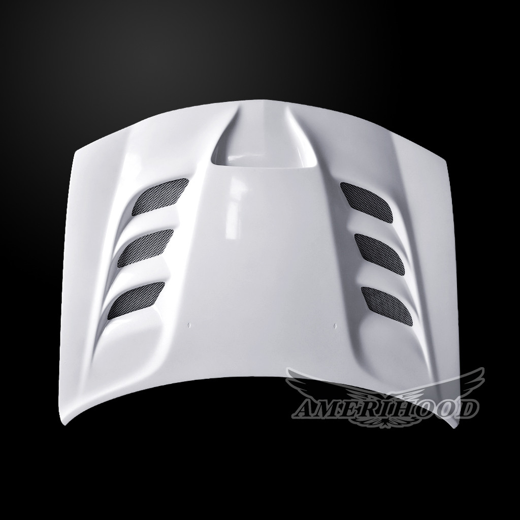 Image 2 - Base/SXT/RT/SRT-8 VIP-Style Dual-Functional Fiberglass Hood for 2006-2010 Dodge Charger by Amerihood - DC06AHVIPFHW