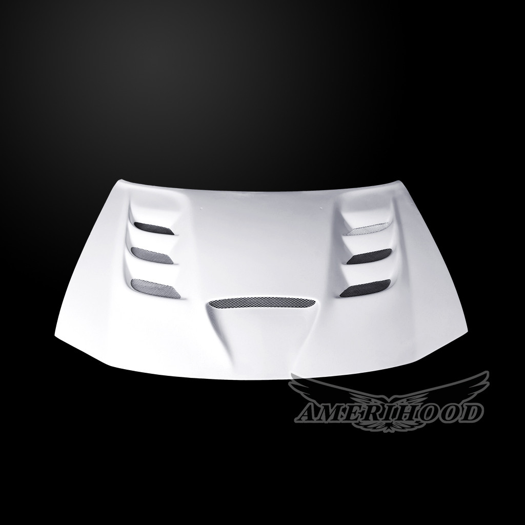 Image 6 - Base/SXT/RT/SRT-8 VIP-Style Dual-Functional Fiberglass Hood for 2006-2010 Dodge Charger by Amerihood - DC06AHVIPFHW