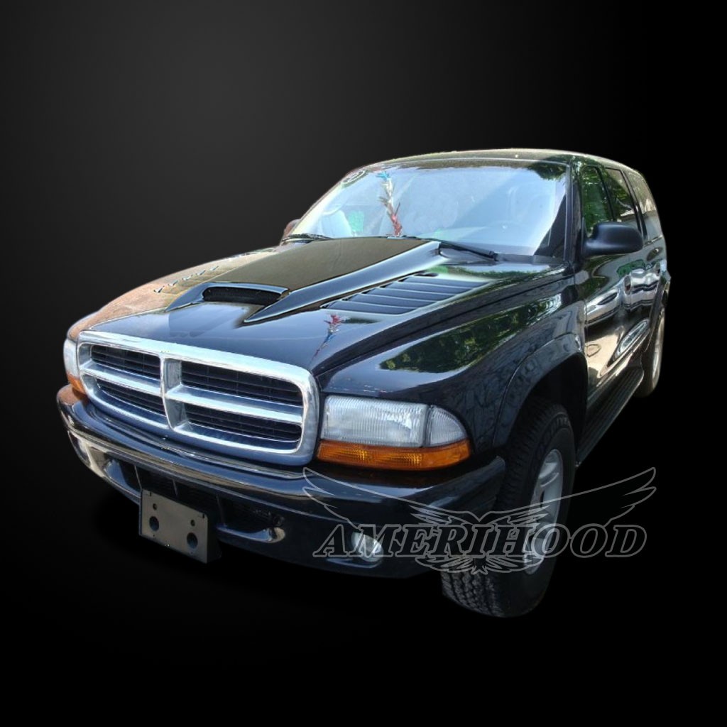 Image 2 - SSK Dual-Functional Ram Air Hood Fiberglass for 1997-2004 Dodge Dakota by Amerihood - DD97AHSSKFHW