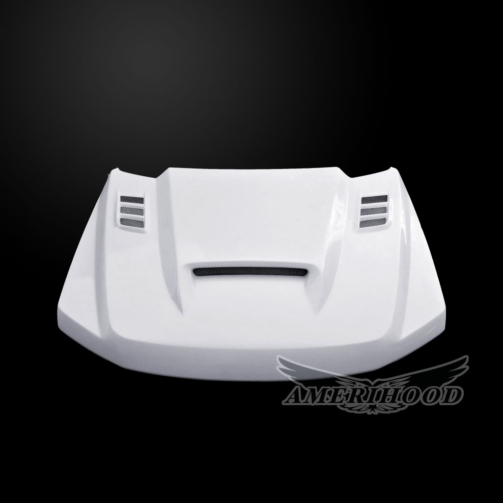 Image 2 - SSK Fiberglass Dual-Functional Ram Air Hood for 2017-2022 Ford F-250/F-350/F-450 Super Duty by Amerihood - F2517AHSSKFHW