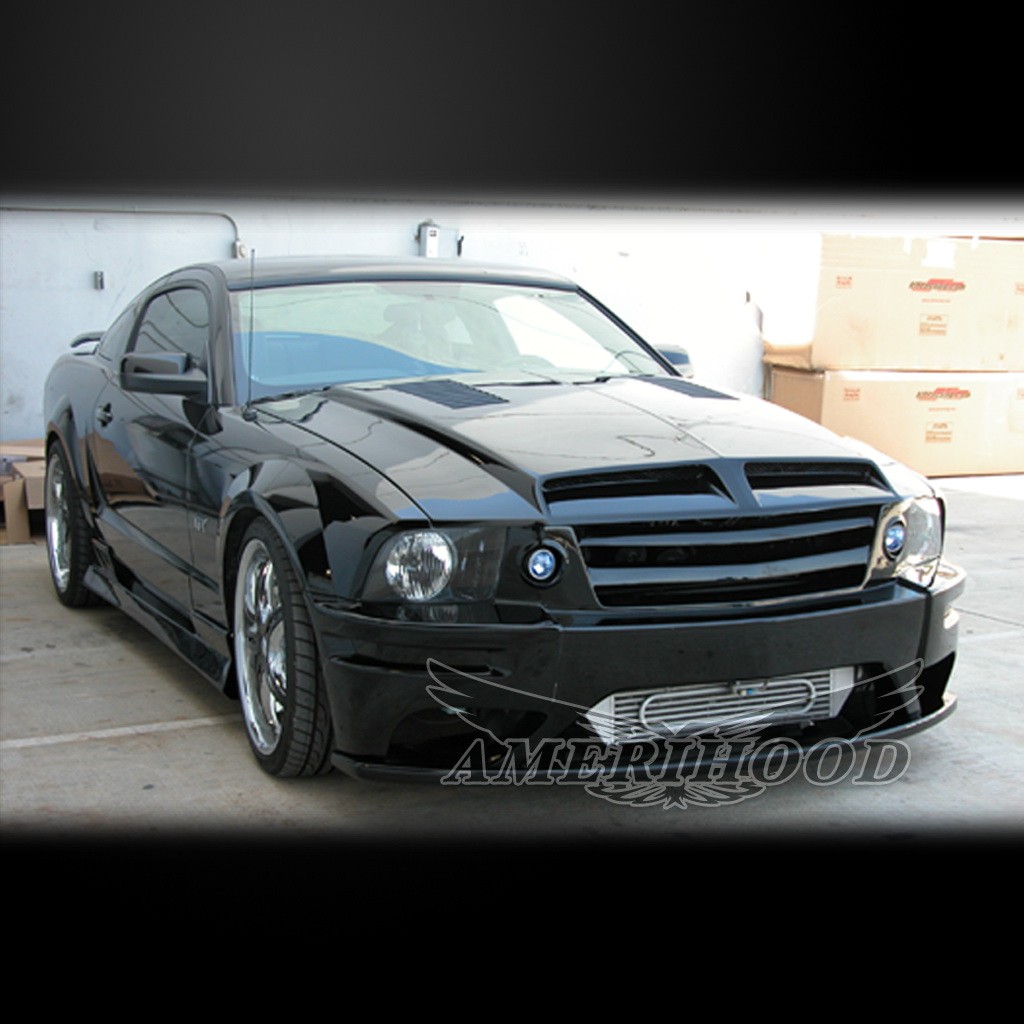Image 4 - Type-E Dual-Functional Ram Air Hood Fiberglass for 2005-2009 Ford Mustang by Amerihood - FM05AHTEFHW