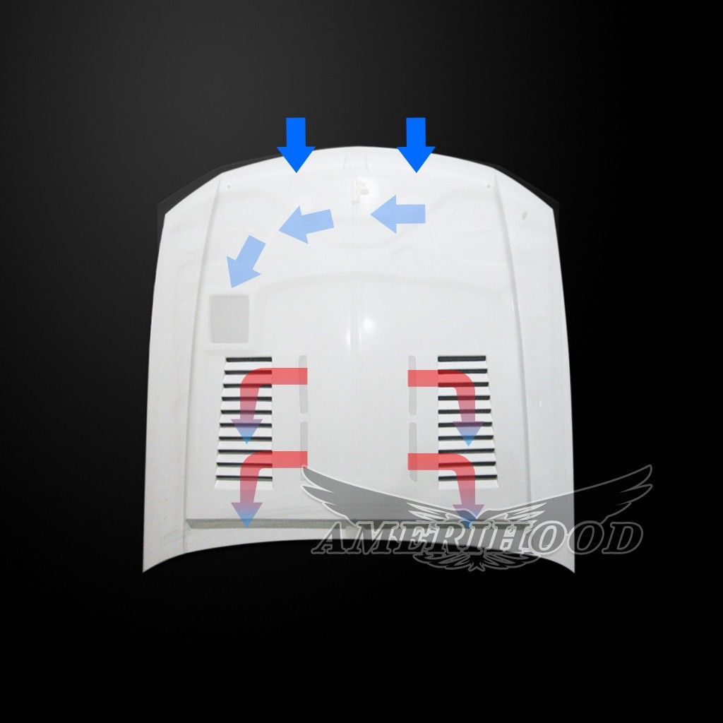 Image 7 - Type-E Dual-Functional Ram Air Hood Fiberglass for 2005-2009 Ford Mustang by Amerihood - FM05AHTEFHW