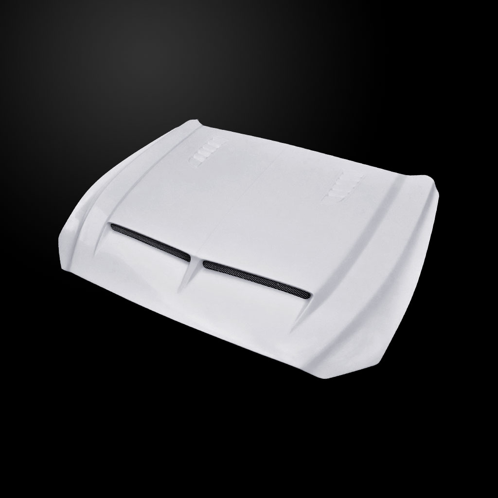Image 1 - V6/GT/Ecoboost Type-E Fiberglass Dual-Functional Ram Air Hood for 2015-2017 Ford Mustang by Amerihood - FM15AHTEFHW