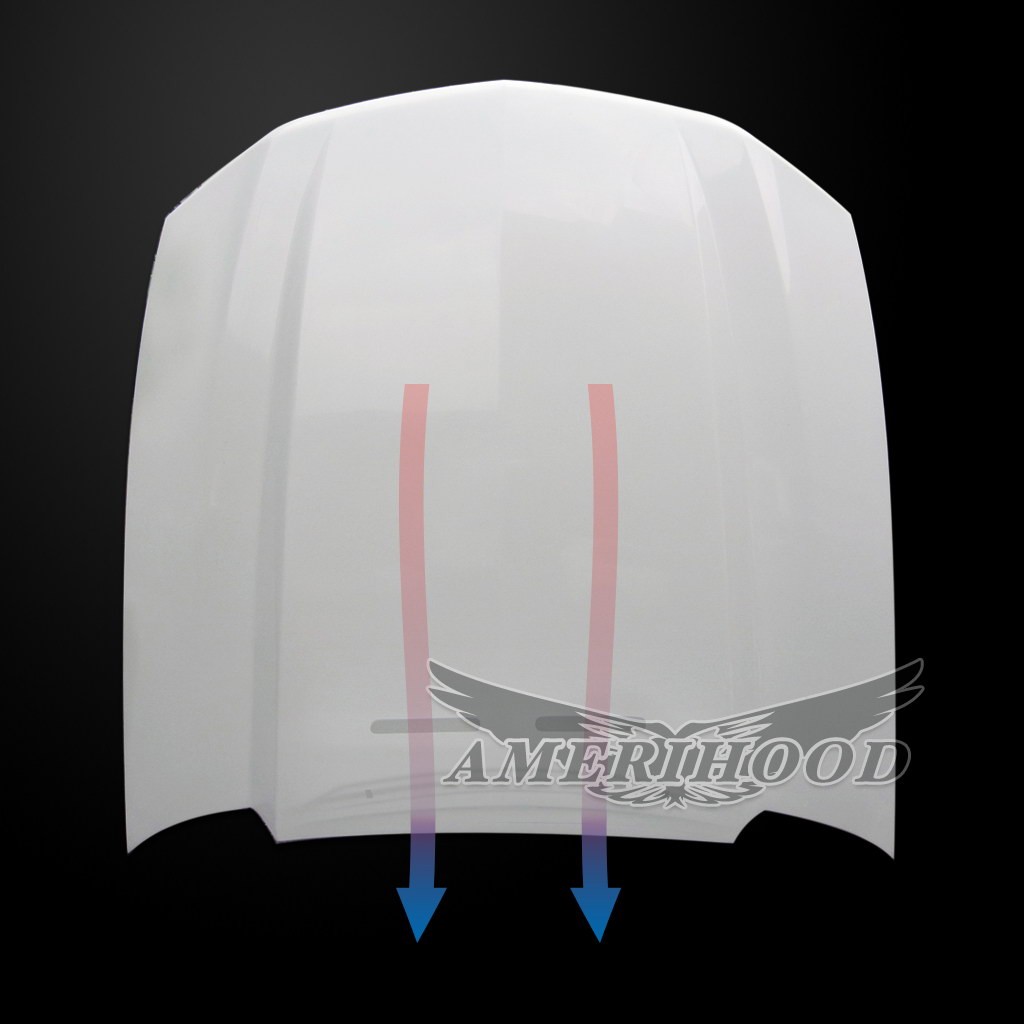 Image 2 - V6/GT 3" Cowl Functional Heat Extractor Fiberglass Hood for 2010-2012 Ford Mustang by Amerihood - FM10AHCWLFHW