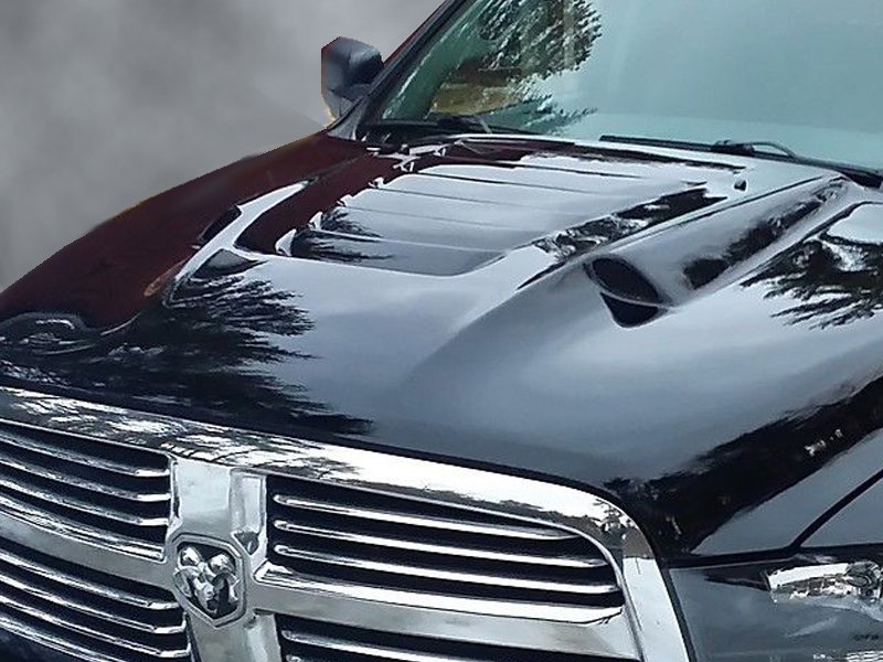 Image 2 - Type-S Dual-Functional Ram Air Hood Fiberglass for 2010-2018 Dodge Ram 2500/3500 by Amerihood - DR10AHTSFHW35