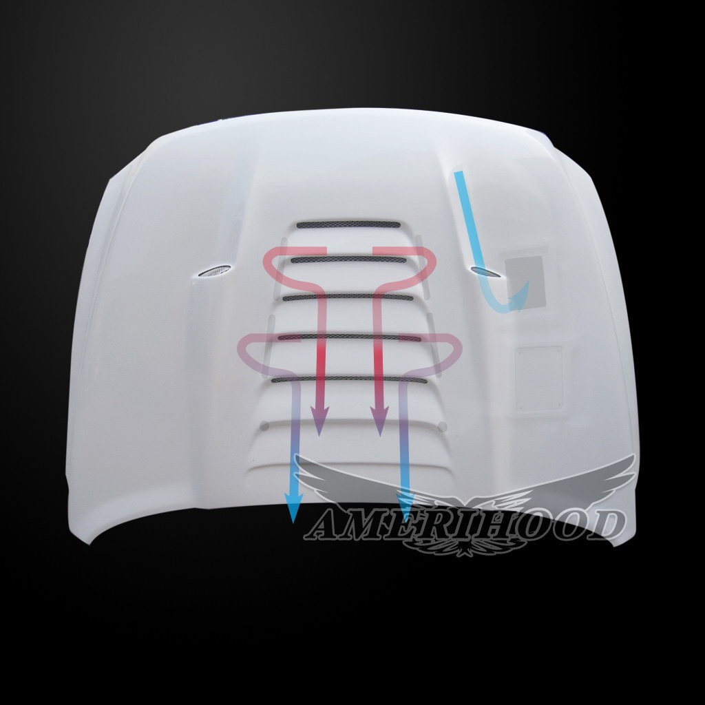 Image 4 - Type-S Dual-Functional Ram Air Hood Fiberglass for 2010-2018 Dodge Ram 2500/3500 by Amerihood - DR10AHTSFHW35