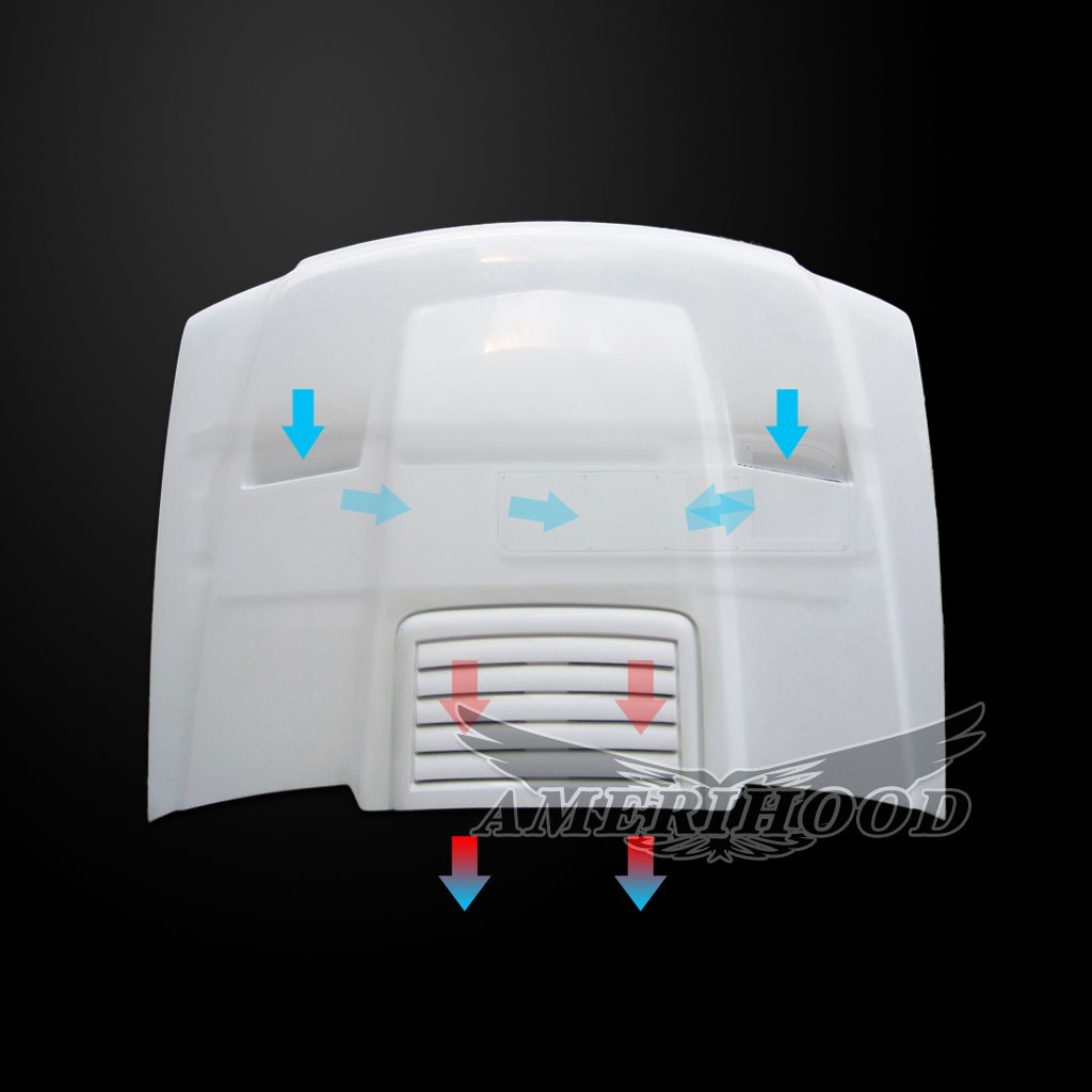 Image 3 - Cowl-2 Dual-Functional Ram Air Hood Fiberglass for 2007-2013 GMC Sierra 1500 by Amerihood - GS07AHCWL2FHW