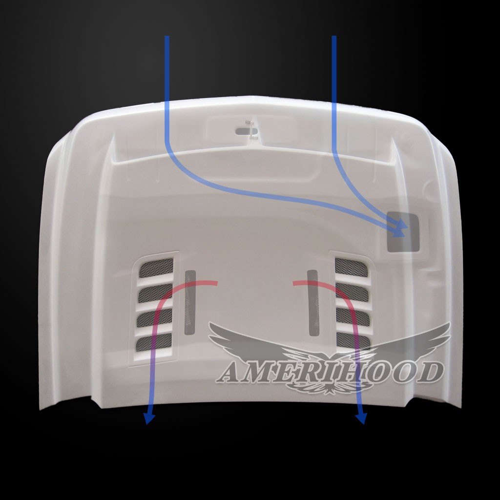 Image 4 - Type-E Dual-Functional Ram Air Hood Fiberglass for 2007-2010 Chevrolet Silverado 2500/3500 by Amerihood - CS07AHTEFHW25