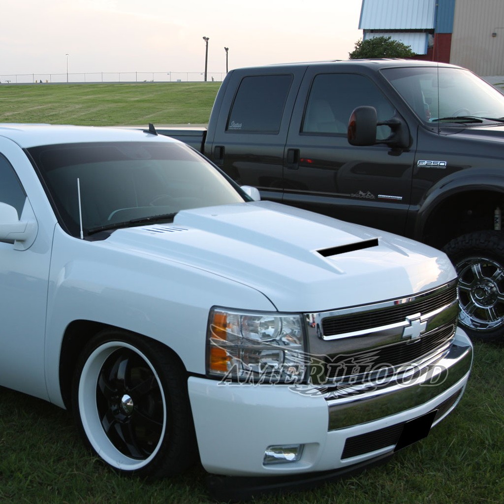 Image 5 - RS Dual-Functional Ram Air Hood Fiberglass for 2007-2013 Chevrolet Silverado 1500 by Amerihood - CS07AHRSFHW
