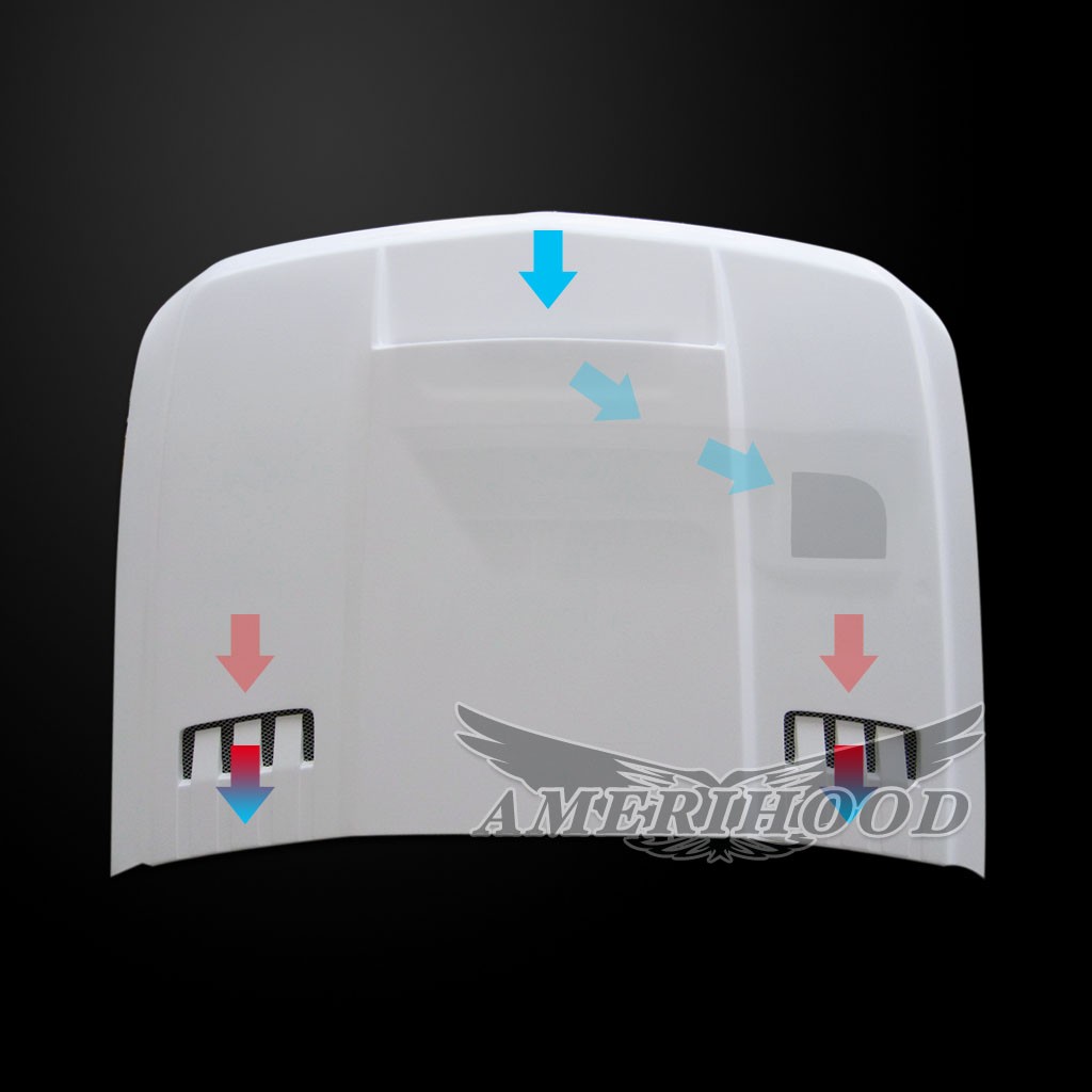 Image 6 - RS Dual-Functional Ram Air Hood Fiberglass for 2007-2013 Chevrolet Silverado 1500 by Amerihood - CS07AHRSFHW