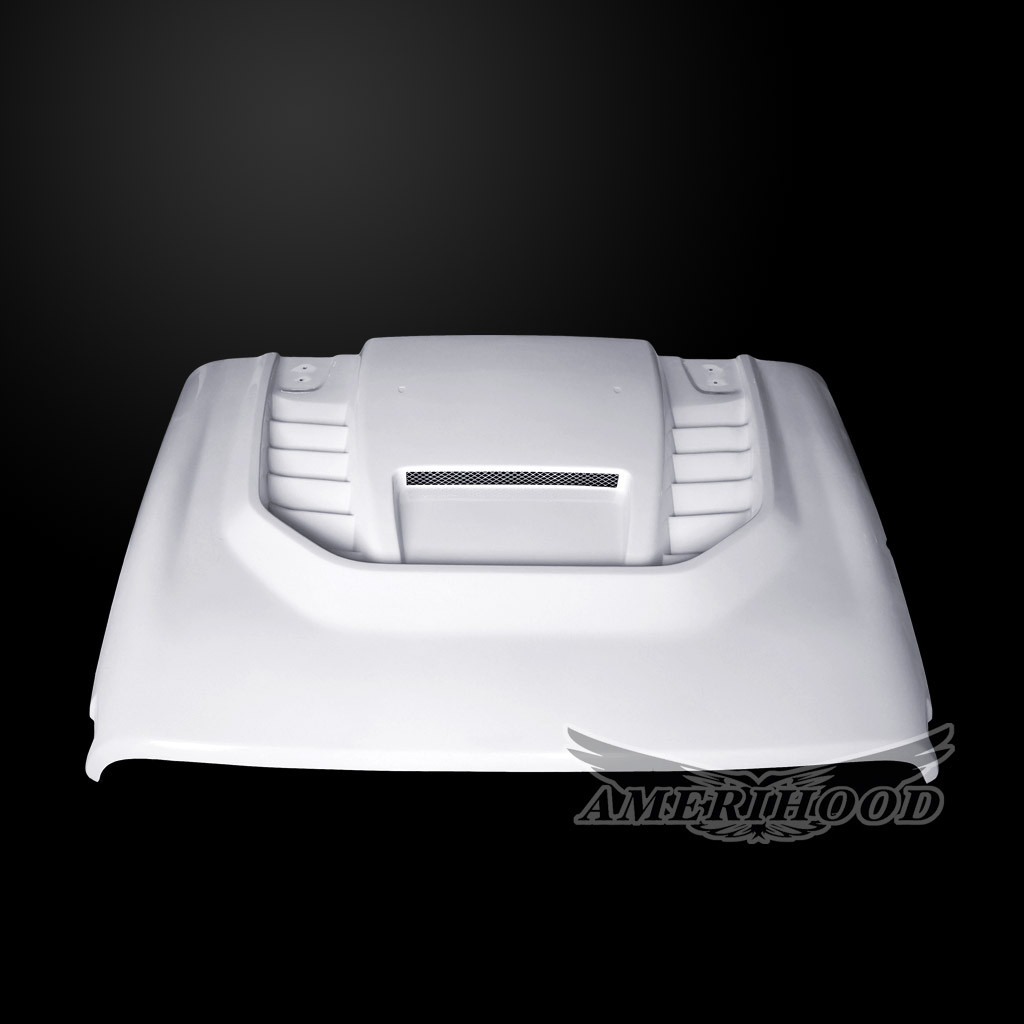 Image 3 - JL STM Dual-Functional Ram Air Fiberglass Hood for 2018-2019 Jeep Wrangler by Amerihood - JW18AHSTMFHWJL