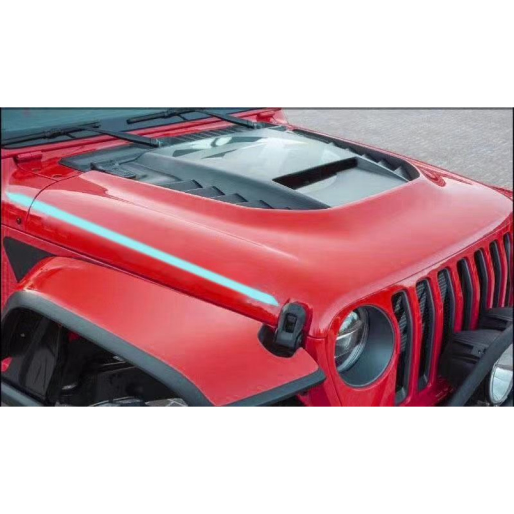 Image 5 - JL STM Dual-Functional Ram Air Fiberglass Hood for 2018-2019 Jeep Wrangler by Amerihood - JW18AHSTMFHWJL