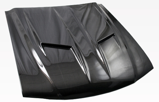 IMAGE 1 - 1994-1998 Ford Mustang Stalker 2 Style Carbon Fiber Hood by ViS Racing - 94FDMUS2DSTK2-010C