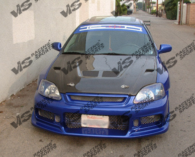 IMAGE 2 - 1996-1998 Honda Civic 2DR EVO Style Carbon Fiber Hood by ViS Racing - 96HDCVC2DEV-010C