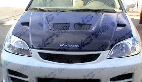 IMAGE 3 -  Honda Civic 2DR/4DR EVO Style Carbon Fiber Hood by ViS Racing - 01HDCVC2DEV-010C