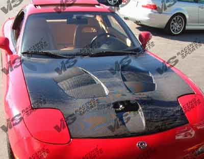 IMAGE 3 - 1993-1996 Mazda RX-7 Fuzion Style Carbon Fiber Hood by ViS Racing - 93MZRX72DFZ-010C